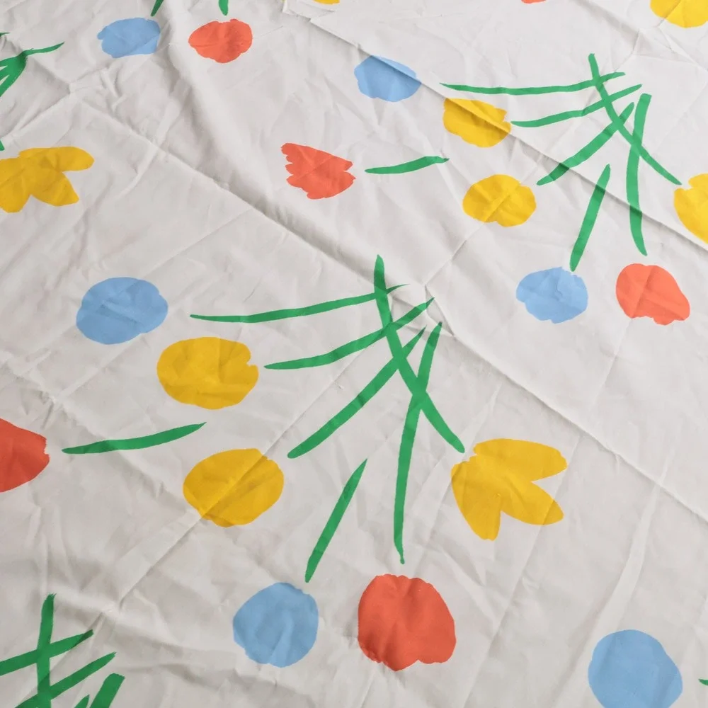 Vintage Marimekko Twin Flat Sheet Absract Floral Percale Bedding Finnish 69x92